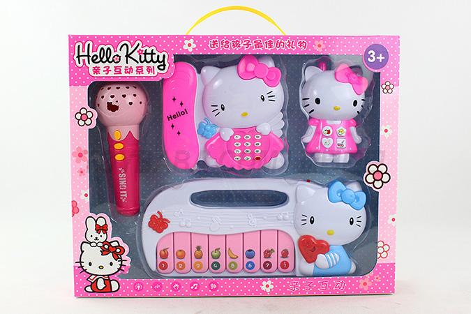 Hello Kitty three in one package in Chinese (microphone, telephone, piano, mobile phone)