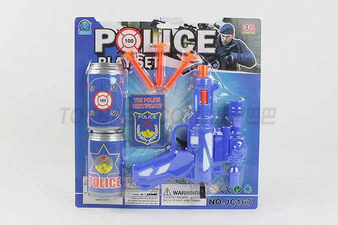 Police set of soft guns with three soft bullet cola bottles come