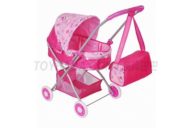Baby sun shading trolley + storage basket + handbag (silver iron tube) EVA wheel