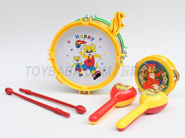 6.5-inch dance drum + 2 drum hammer + 2 small sand hammer + small bell