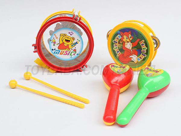 4-inch dance drum + 2 drum hammer + 2 small sand hammer + small bell