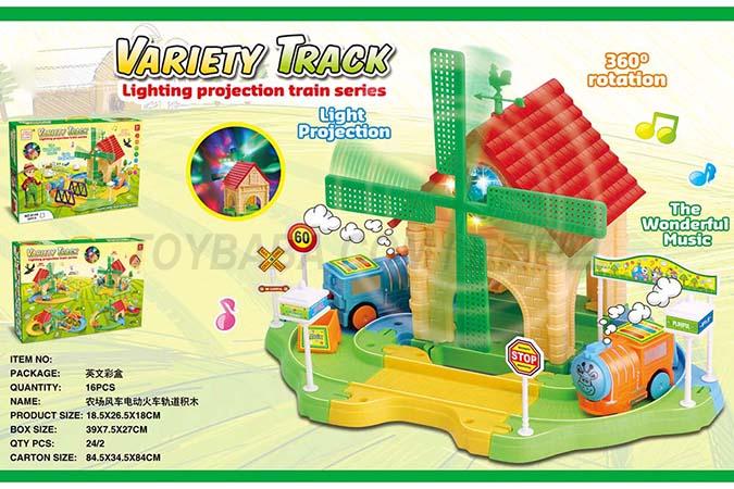 16pcs farm windmill 360 degree two-way rotating Rooster wind vane light music intelligence electric train track building