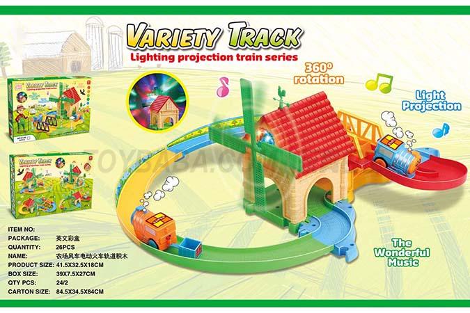 26pcs farm windmill 360 degree two-way rotating Rooster wind vane light music intelligence electric train track building