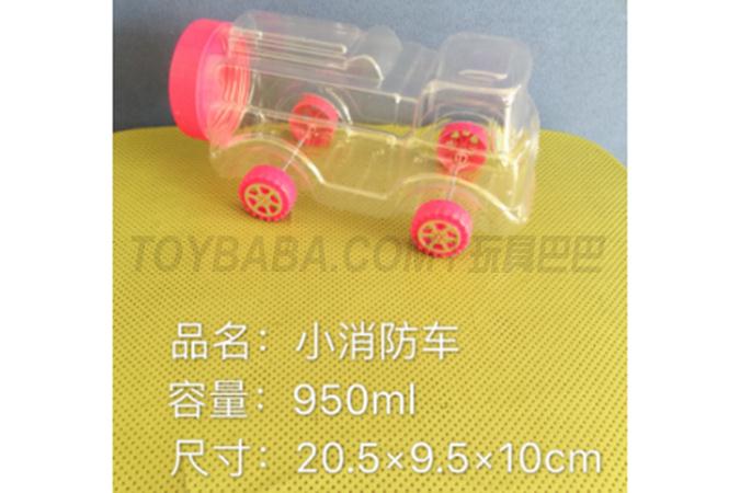 PET bottle for baby toy with sugar building blocks in small fire truck