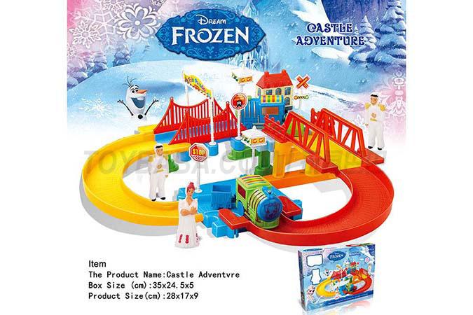 Big adventure of snow and ice princess ring electric train track English packing