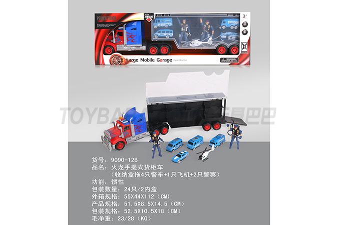Fire dragon portable container truck (4 police cars + 1 aircraft + 2 police)