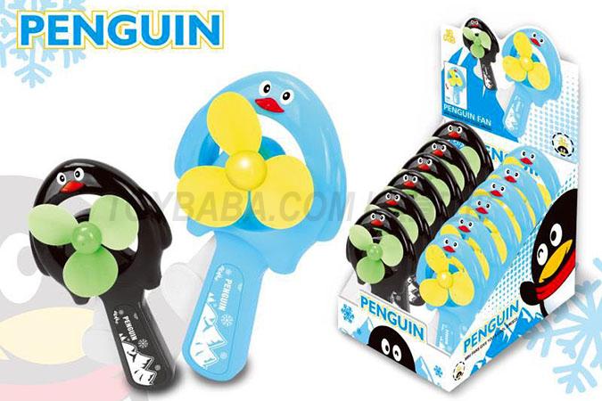 12 Penguin hand fans / display box mixed black and blue