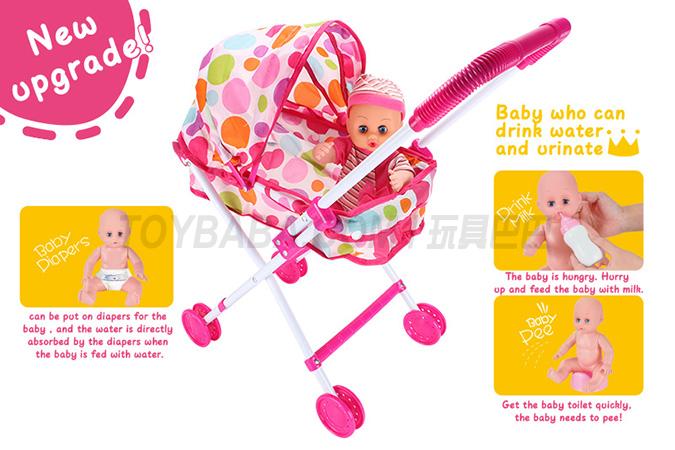 12 dolls + sun shading baby stroller (plastic) upgraded version