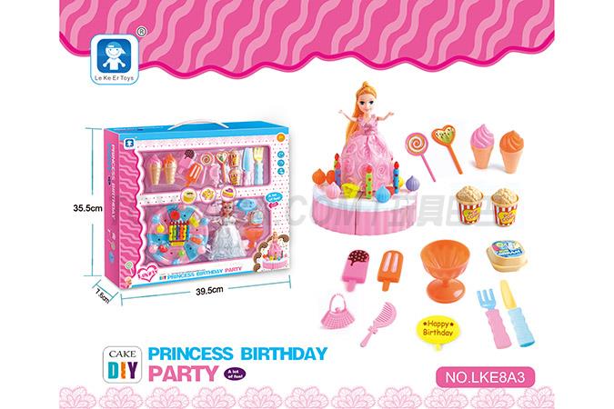 Children’s family fun puzzle game birthday gift simulation fun Barbie cake set