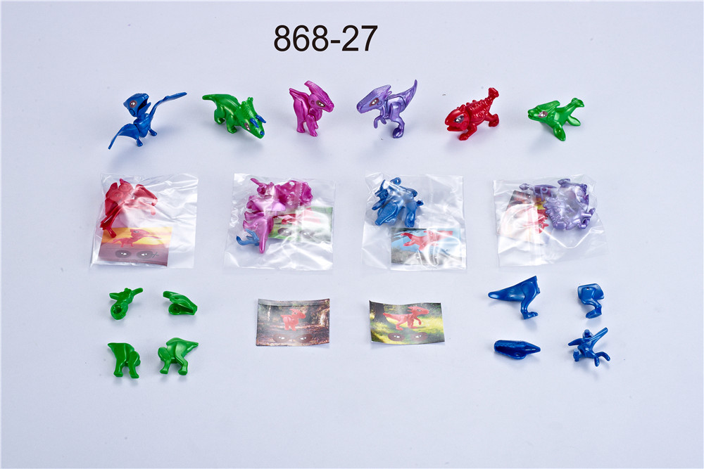 Assemble 6 solid color dinosaur self-contained small toy gifts