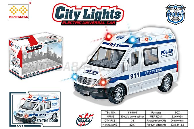 Children’s toy car series simulation electric universal (sliding) two functions police car with light and music