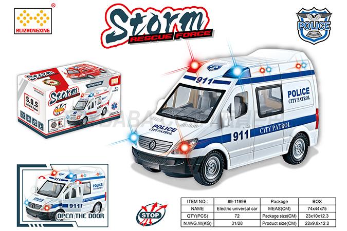Children’s toy car series simulation electric universal (sliding) two functions police car with light and music