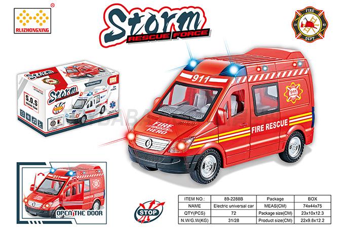 Children’s toy car series simulation electric universal (sliding) two function fire truck with light and music