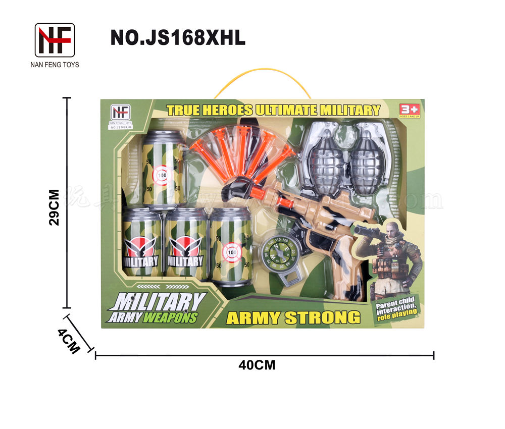 Military soft bullet gun with 5 soft bullet compass coke bottle grenades
