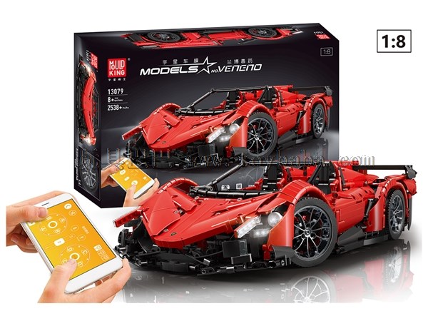 App version small particle assembly 1:8 remote control building block car model lambo poison super run (red 2538 / PCS,
