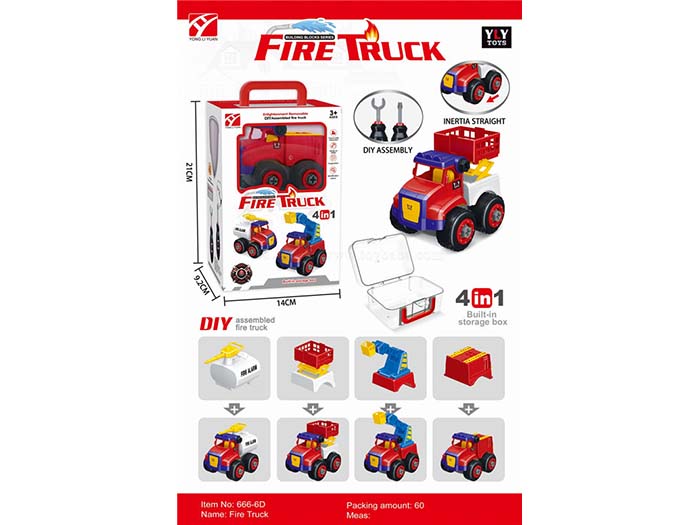 DIY 4-in-1 disassembly and assembly of fire truck with 2 screwdrivers