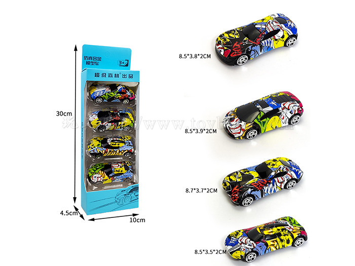 6 graffiti racing cars (random style) alloy car toys
