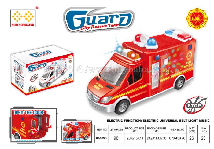 Electric universal fire truck with light and music (3 * 1.5aa) without power
