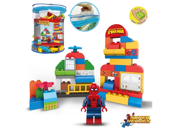 Spider man compatible LEGO large particle building blocks (57pcs)