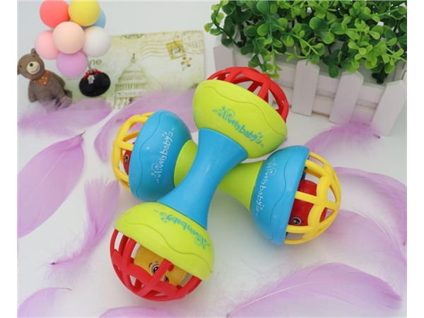 Soft rubber dumbbell baby toy
