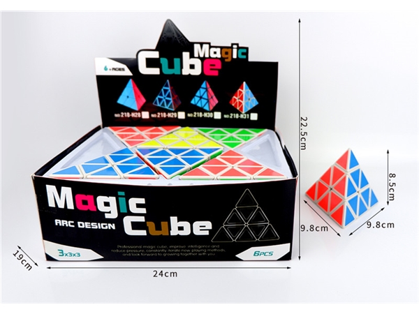 Pyramid white background labeling Rubik’s Cube
