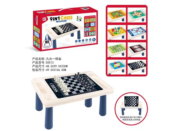 Magnetic 9-in-1 chess table