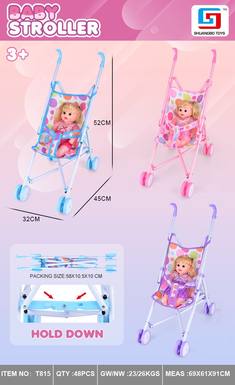 铁制手推车配12寸娃娃3色