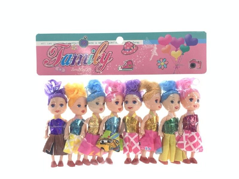 三寸芭比公仔娃娃多色混装8PCS