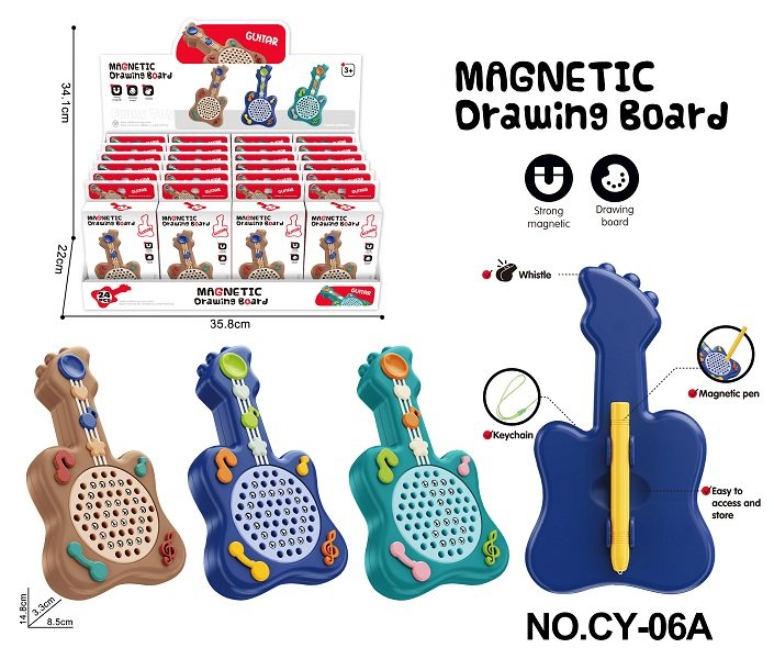 磁性运笔画板/吉他(UV彩印+吊绳）（24PCS）书包挂件口哨儿童玩具