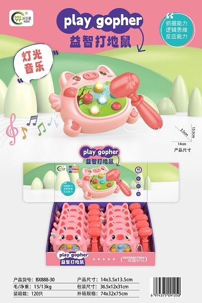 益智打地鼠带灯光音乐（10PCS）