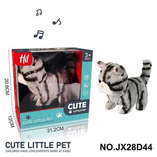 新品毛绒玩具  宠物笼电动毛绒条纹猫（有爬行跟声音）不包2粒5号电池