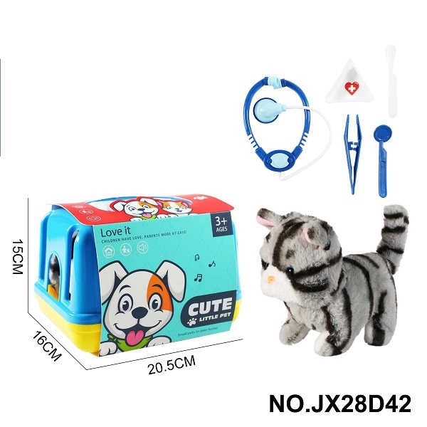 新品毛绒玩具  电动毛绒条纹猫 （有爬行跟声音）不包2粒5号电池