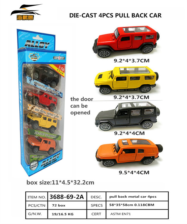 4metalSUVcars,2doorsopen,pullback