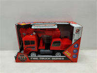 惯性消防吊车（带灯光声音）（包电3粒AG13) 惯性车玩具