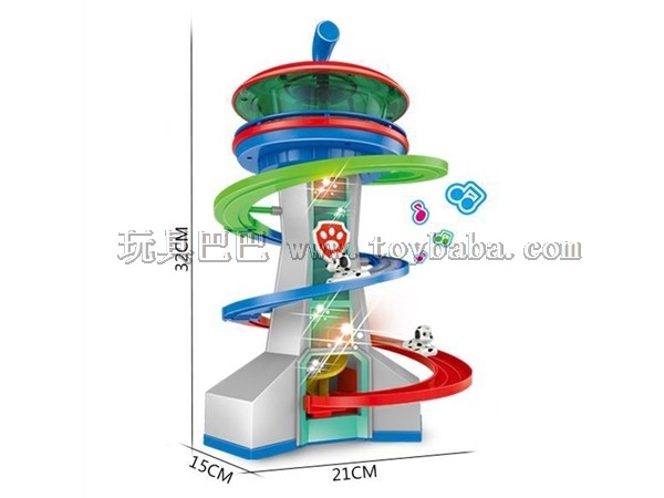 电动狗狗轨道瞭望塔带灯光音乐