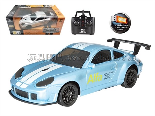 遥控车2.4G 四通USB充电遥控改装肌肉车  (车头带灯) 1:18