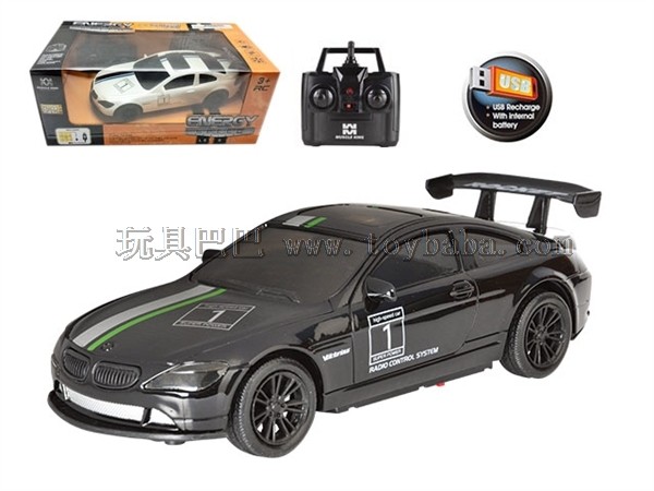 遥控车2.4G 四通USB充电遥控改装肌肉车  (车头带灯) 1:18