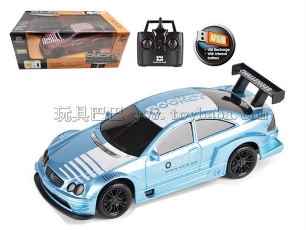遥控车2.4G 四通USB充电遥控改装肌肉车  (车头带灯) 1:18