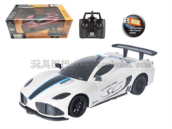 遥控车2.4G 四通USB充电遥控改装肌肉车  (车头带灯) 1:18
