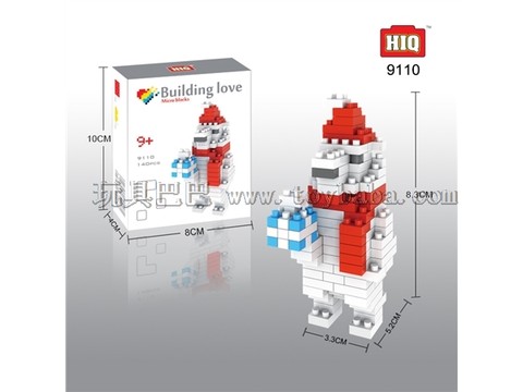HIQ龙越塑料微型小积木 圣诞白熊钻石小颗粒积木140片