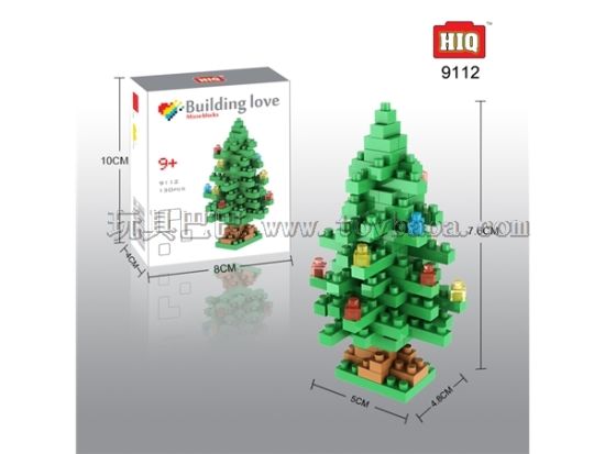 HIQ龙越塑料微型小积木圣诞树钻石小颗粒积木130片