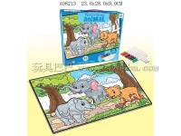 12色水彩笔拼图动物大象