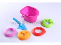 儿童玩具沙滩软胶船桶挖沙玩具套装+6件装（2色混装）