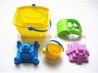 儿童玩具沙滩玩具套装软胶方桶挖沙系列+4件装（2色混装）
