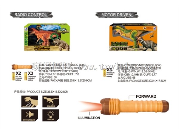 遥控红外线恐龙带灯光投影（包电）