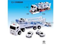 儿童仿真惯性双层拖头车玩具车十元店热卖惯性工程警车模型 CJ-1508660