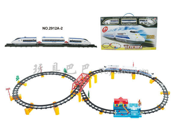 音乐电动立体轨道火车配天桥和大车站(81PCS)