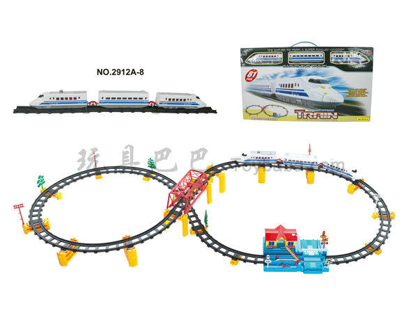 音乐电动立体轨道火车配天桥和大车站(81PCS)