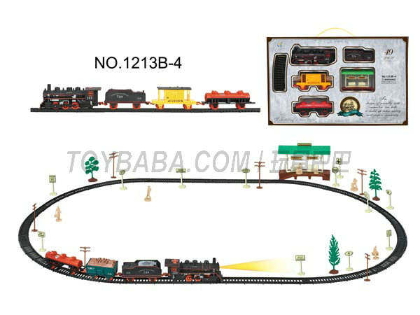 电动古典轨道火车配候车亭(49PCS,带灯)