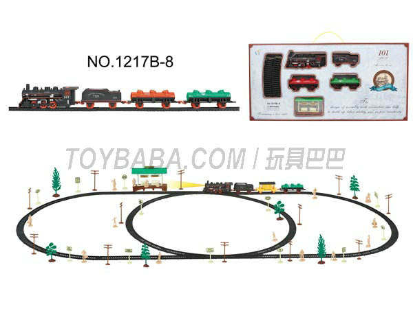 电动古典轨道火车配候车亭(101PCS,带灯)